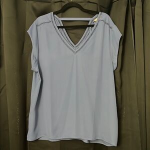 Les Serein Jasmine Crochet Detail Blouse - Blue - XXL - NWT